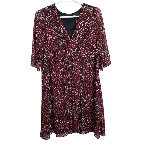 Lane Bryant Size 20 Dress Chiffon Faux Wrap Lined 3/4 Sleeve Flowy Lined Midi - Picture 2 of 10